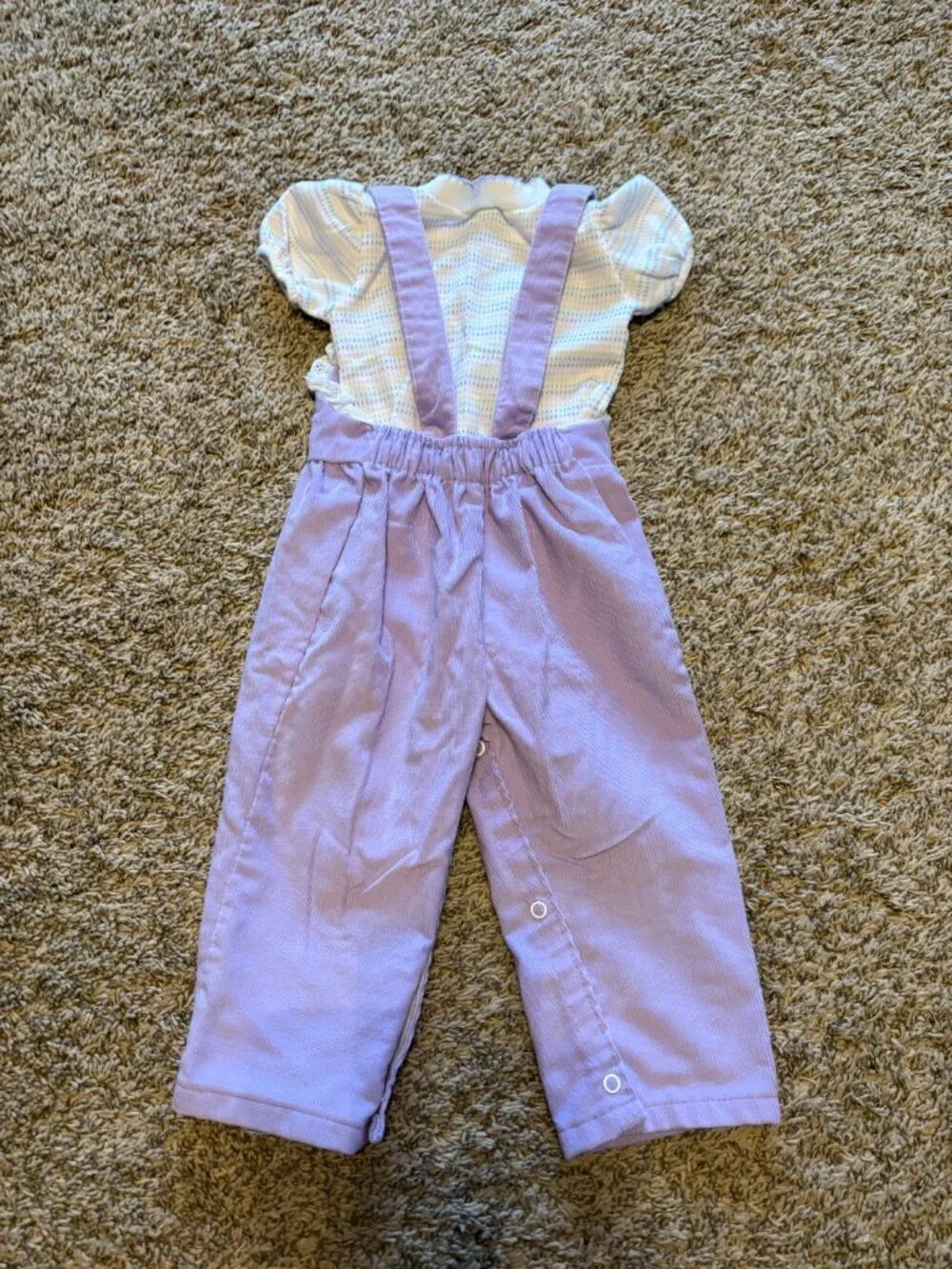 Vintage purple corduroy lavender overalls set outfit